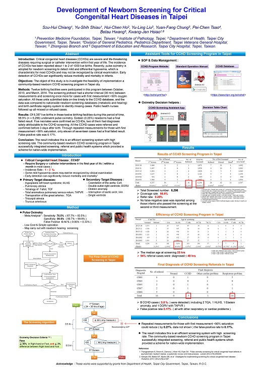 Development of Newborn Screening for Critical Congenital Heart Diseases in Taipei